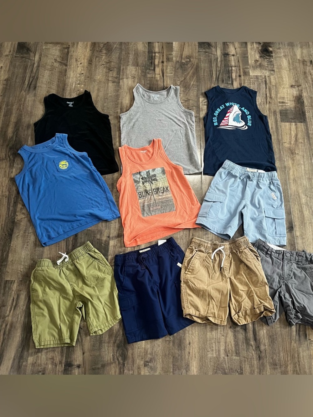 Boys Summer Clothing Lot Size 6/7 Small - Tank Tops And Shorts 10 Pieces